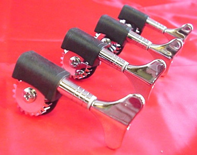 BLACK AND CHROME BASS GUITAR MACHINEHEADS 4 in a line - TUNERS 