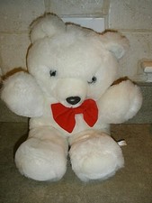 America Wego plush White teddy Cuddle bear Red bow 13" 80504A QW P33