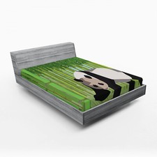 Image of Geometric Forest Fitted Sheet Panda Bamboo