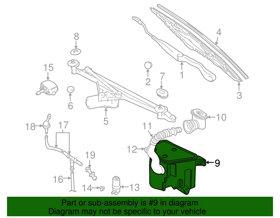 Depósito de lavado de pantalla genuino Jaguar Xk8 cupé/convertible JLM20695 Foto 3 de 3