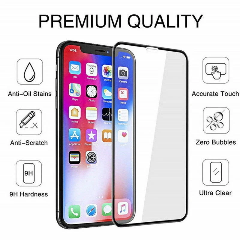 For iPhone 17 16 15 14 13 12 Pro XR 8 FULL Cover Tempered Glass Screen Protector - Image 3 of 4