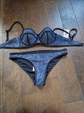  Bikini 34B top and size 14 bottoms Matalan blue denim effect BNWT