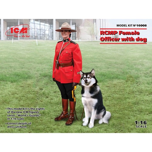 ICM 16008 Plastic model figures kit Scale 1:16 RCMP Female Officer with dog - Picture 10 of 10