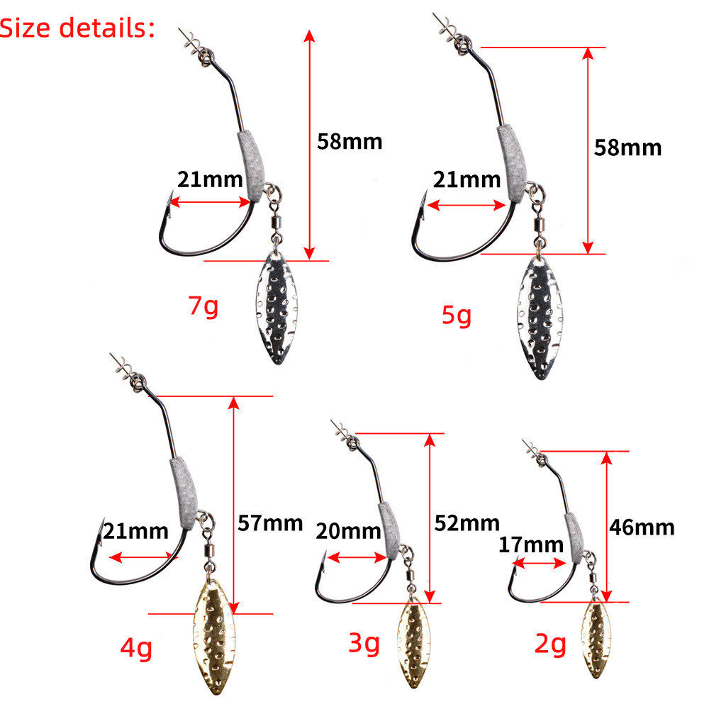 10Pack Underspin Jig Heads Swimbait Hooks Spinner Blades Weighted
