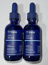 D3 + K2 Drops Trace Minerals Ionic 2 oz Liquid Expires 10/2027 - 2 Pack