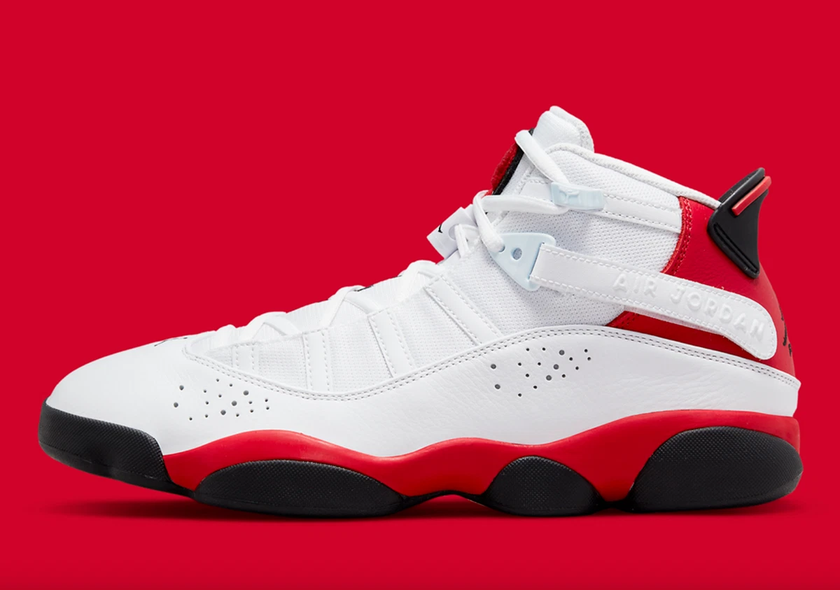 Air Jordan 6 Rings Shoes Cherry White Red Leather 322992 126