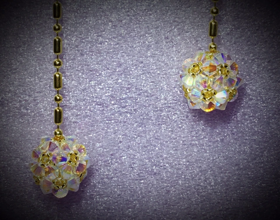 Abanico de bola de barra de discoteca artesanal tirar dorado hecho con cristal de Swarovski ABx2 bicones Foto 2 de 3