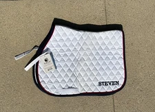 NWT Toklat Close Contact Saddle Pad - white w red blue & Steven embroidery $116