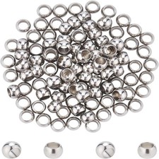 1box 100pcs 304 Stainless Steel Beads Rondelle Stainless Steel color 4x2.6mm
