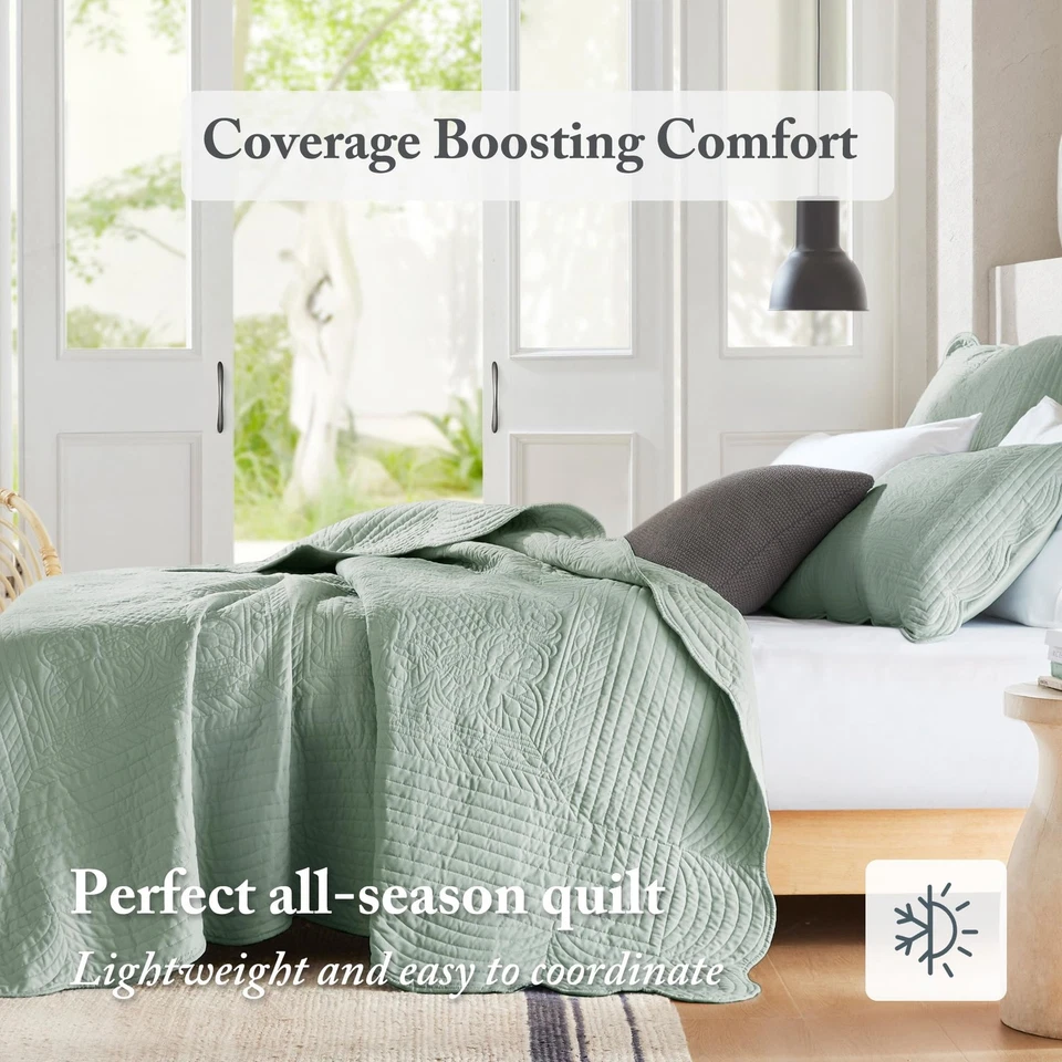 Juego de edredón de damasco Queen para cama tamaño queen, casa de campo de gran tamaño Qui... Foto 4 de 4