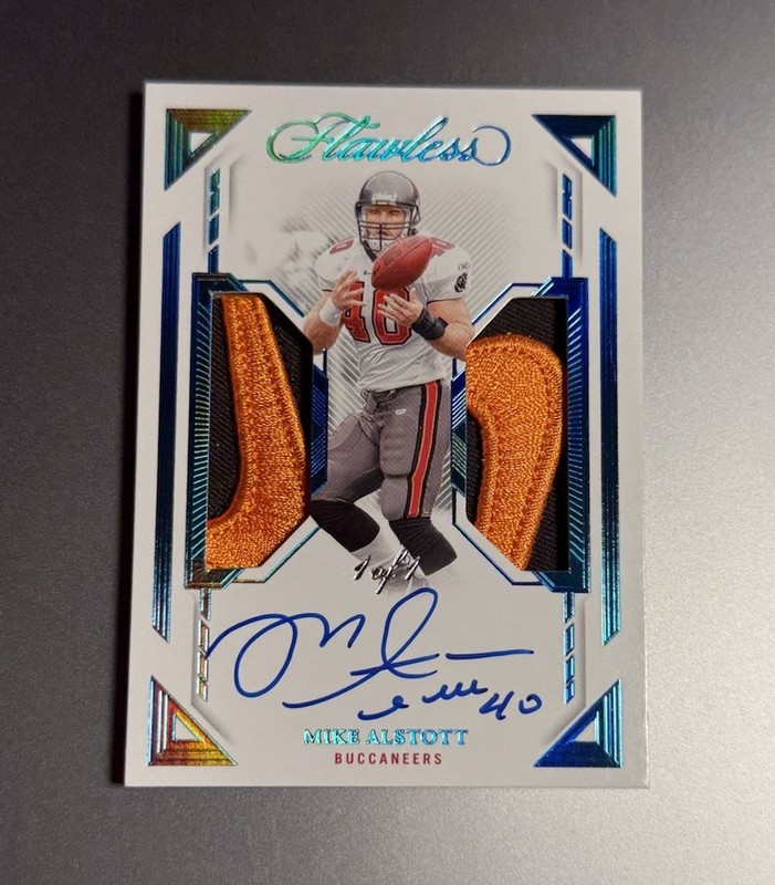 Mike Alstott 2023 Flawless 1/1 Dual Nike Swoosh Patch Auto SSP Tampa Bay Bucs