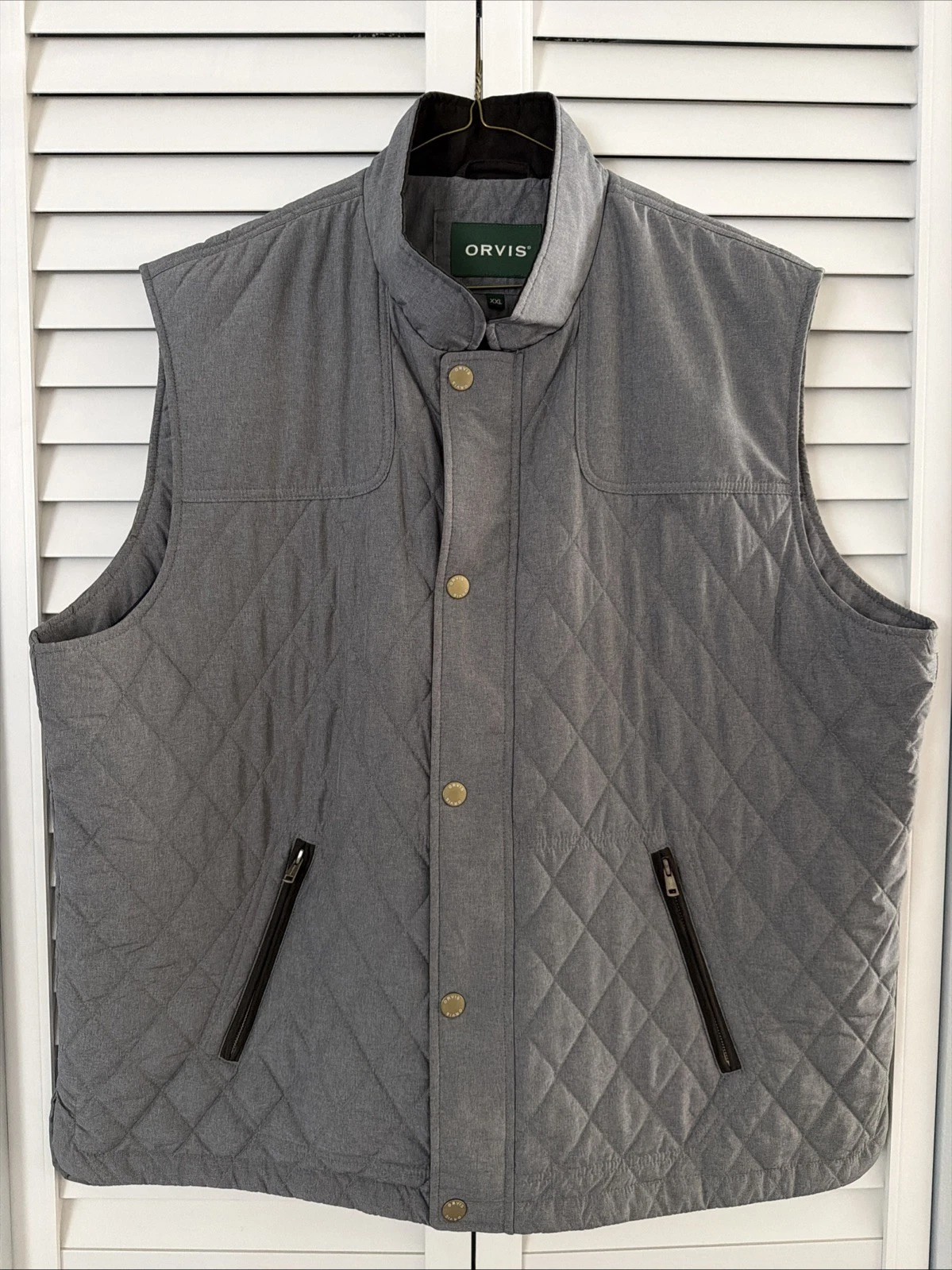 ORVIS Vest Quilted Insulated Jacket 2XL XXL Gray Full Zip Men's Hunting Hiking