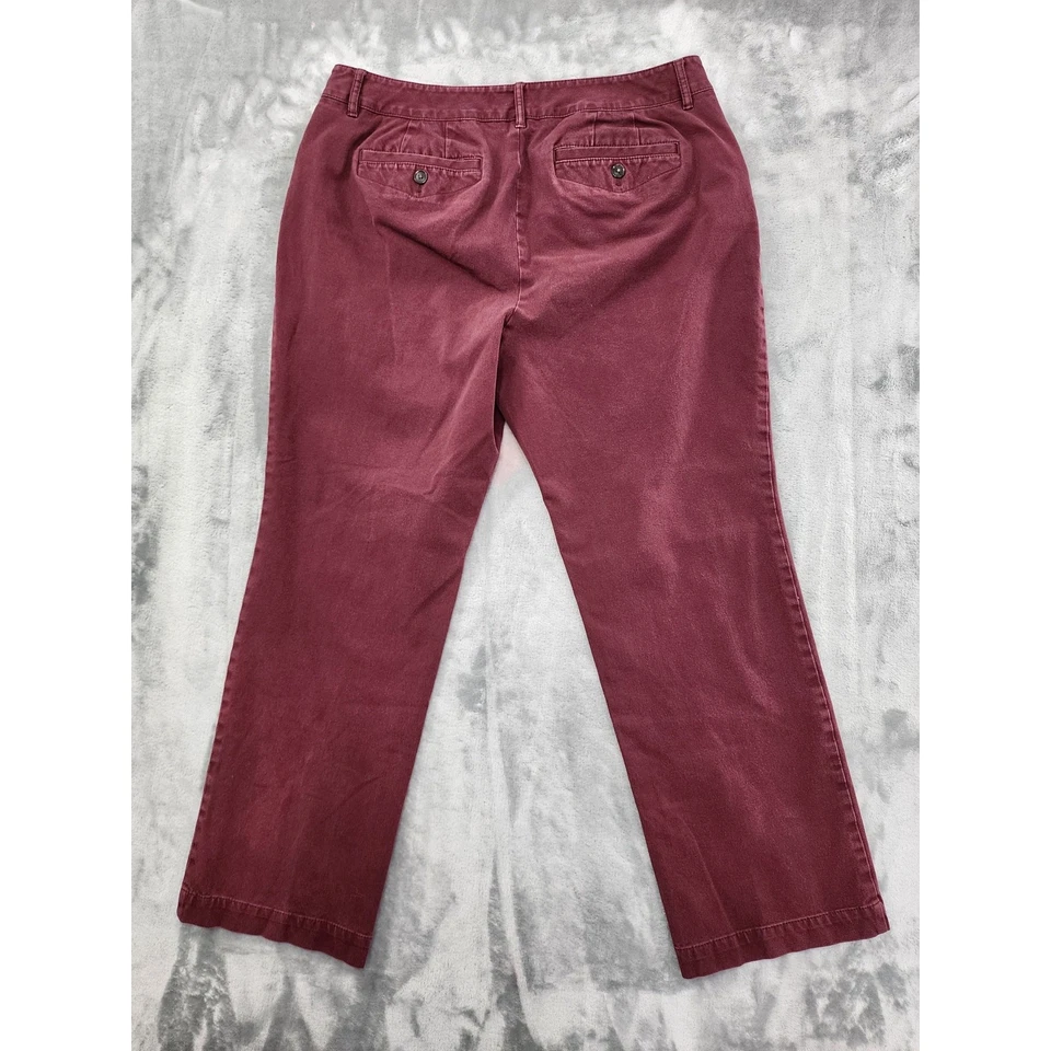 Eddie Bauer Curvy Fit Straight Leg Chino Pants Size S16 Burgundy Stretch Cotton - Image 2 of 4