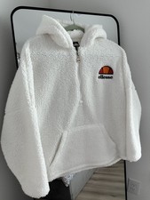 Ellesse White Sherpa Oversize Half-Zip Hoodie Size US 6 S/M Excellent Cond