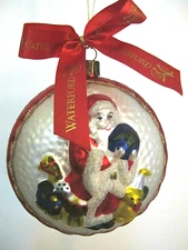 2003 Waterford Blown Glass Holiday Heirlooms FTD Santa Holding World Ornament