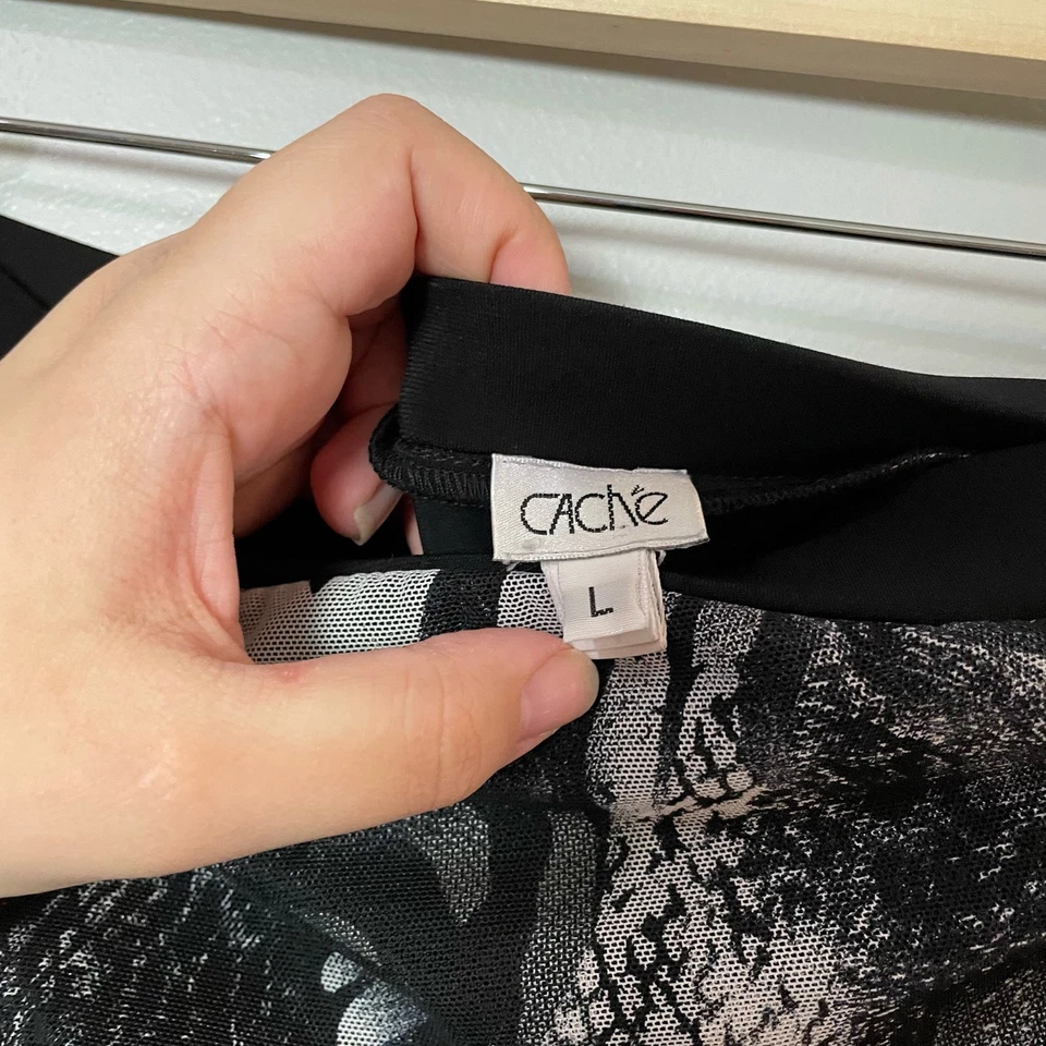 Caché Vintage Y2K Layered Wide Leg Tube Top Jumpsuit SZ Large Black Zebra Print - Image 4 of 4