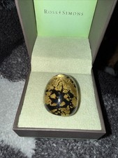 Black And Gold Murano Glass Ring Italy
