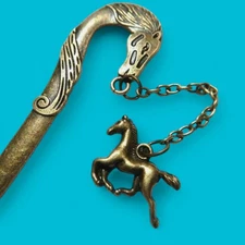 BRONZE HORSE & COLT BOOKMARK pony mother baby daughter son metal page marker C4