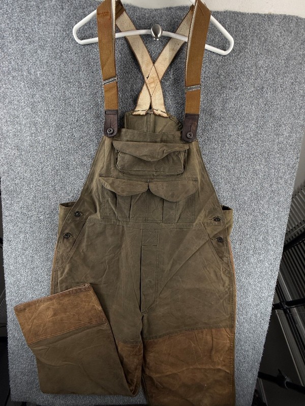 VTG CC Filson Tin Cloth Bib Overalls #427 Waxed Canvas USA Pants ACTL 40X26.5