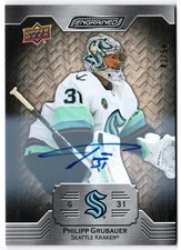 2023-24 Upper Deck Engrained White Birch Auto PHILIPP GRUBAUER 22 #/50 Kraken UD