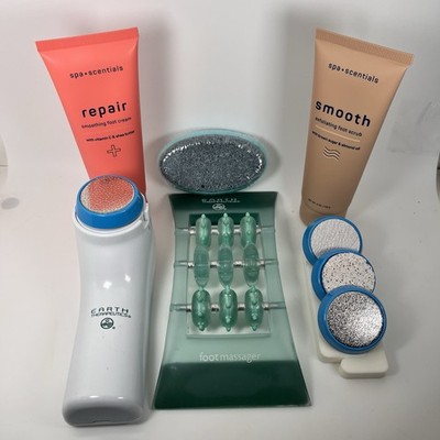 Earth Therapeutics Dual Speed Pedicure tool Kit/Massager & Foot scrub/cream NEW