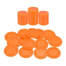 64Pcs 1" Plastic Poker Chips, Bingo Chips Learning Counters, Orange, Pattern