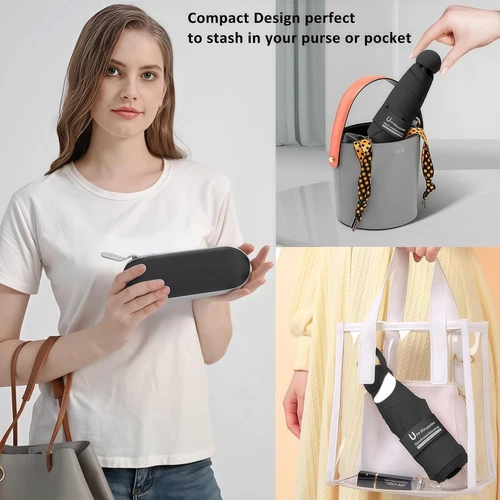 Reise Mini Regenschirm für Handtasche mit Etui klein kompakt UV Sonnenschutz - Bild 5 von 5