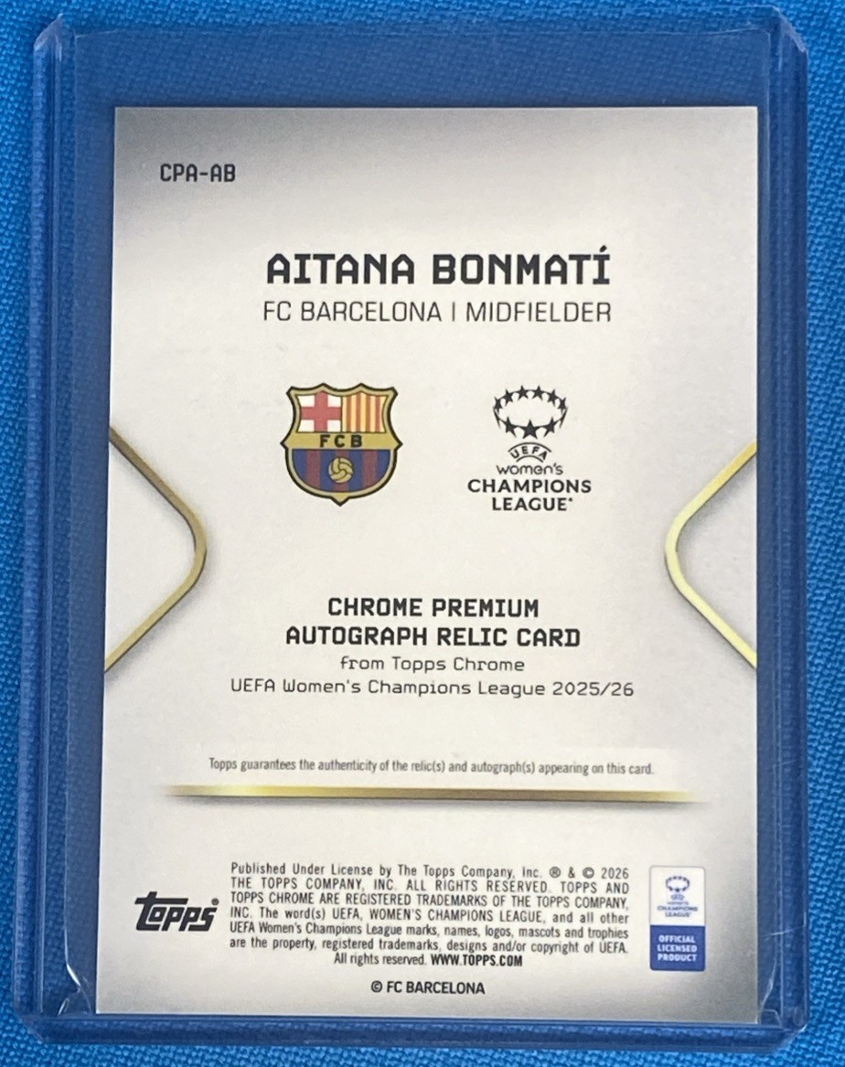 2025-26 Topps Chrome Aitana Bonmati Patch Auto 3/5 Red Refractor UEFA Women's view 2
