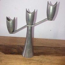 Silver Plated Grenadier Three Candle Candelabra In Modernist Style