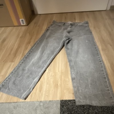 Bershka BAGGY Damen Jeans weites Bein grau Gr. 38 Baumwolle W30 L65