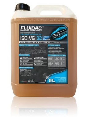 FLUIDAX Hydrauliköl ISO VG 32 HVI, 5 Liter, Hochleistungs-Antiverschleiß