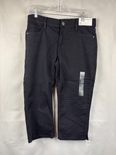 Liz Claiborne Womens Black Flexi-Fit Waistband Cotton Cropped Pants Size 12 NWT