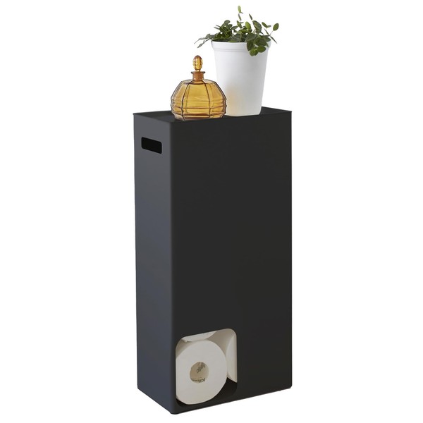 Yamazaki 3456 Tower Toilettenpapierspender, Schwarz, Stahl, Minimalistisches-image
