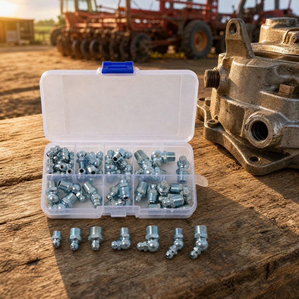 Grease Fitting Extractor 50 Pieces Grease Fittings Kit with Storage Case Mixed Straight and ...