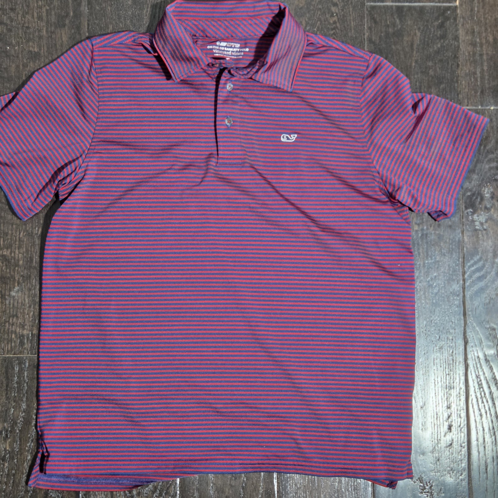 Vineyard Vines Boy's Sankaty Red and Blue Striped Polo Size XL