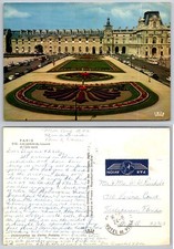 Vintage 1978 Paris Louvre Gardens Postcard IRIS France Museum Architecture