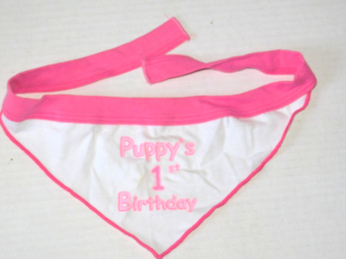 Puppy's First Birthday Girl Dog Bandana About 23 inches leave room to tie it
