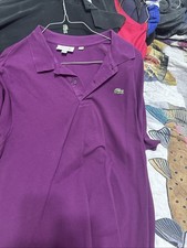 Lacoste Men's Size 7 2XL Purple Short Sleeve Cotton Polo Shirt Preppy Casual