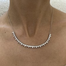 14K White Gold Chain Necklace Baguette;round Labcreated Diamond 3.2ct F/VS