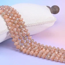 Orange Sunstone Faceted Rondelle Beads 6x10mm Jewelry Making 15.5 Inch Strand