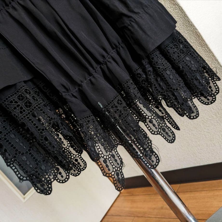 ARCHIVE COMME des GARCONS Prototype Lace Patchwork Sheer Wrap Skirt Black View 4