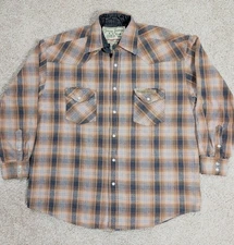 West Coast Choppers Shirt Mens Lg Orange Plaid Jesse James Work Wear Pearl Snap