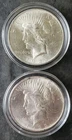 Two 1923 $1 Peace Silver Dollars in Capsules