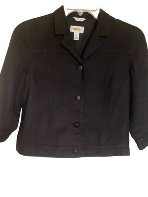 Talbots Black Irish Linen Jacket Lined Minimalist Quiet Luxury Career 6P