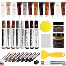 Wood Furniture Repair Kit - 12 Colors Fillers, Touch Up Markers  Crayons