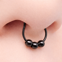 Fake Septum 3 Kugel Nasenring Schwarz Clip On HäNger Hoop Nicht Piercing Schmuck