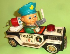 Vtg MODERN TOYS JAPAN TIN LITHO POLICE P.8D. HIGHWAY PATROL TOY CAR B/O 1960's