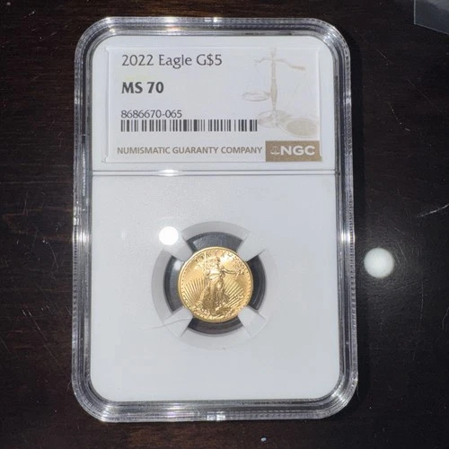 2022 Gold Eagle G5$ 1/10th Oz Of Fine Gold MS 70 NGC GRADED BROWN LABEL