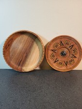 Hand Crafted wood ornate plate and bowl from the Carpathian Mountains