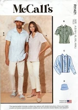 McCall's R11421 Camp Shirt w Tucks, Patch Pockets & Bucket Hat Sz S-3XL UC M8263